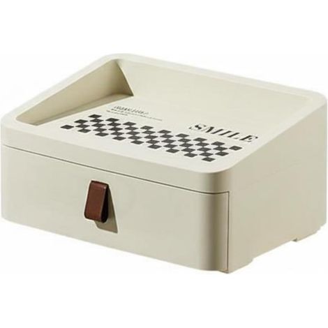 Boîte rangement bureau avec tiroir, organiseur fournitures finition lisse, rangement maison bureau avec poignée (1/4)