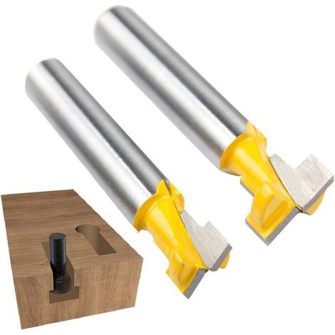 8mm Tige T-Slot Routeur Bits Set, 2pcs T-Slot Fraise à bois Fraise à Menuiserie Outil de Woodworking Cutter Lame (1/4)