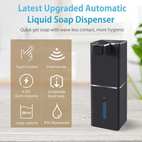 Dispenser automatico di sapone liquido da 380 ml, ricaricabile, a parete, con pompa regolabile a 4 livelli per bagno e cucina - ALTRO (1/4)