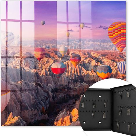 Armoire à clés - (30 cm x 30 cm) - Boîte à clés murale - Coffret de rangement pour clés - Couleur noire - Ouverture vers la droite - Pour maison et bureau - Des ballons dans l'air (1/5)