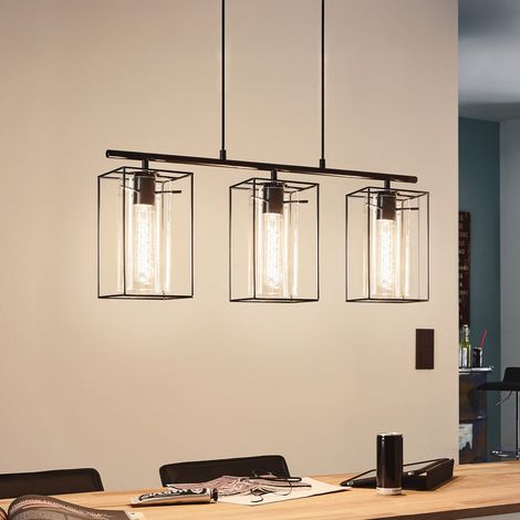[GEBRAUCHT] B-Ware Pendelleuchte Hängeleuchte Loncino LED Lampe dimmbar schwarz 3-flammig (1/2)