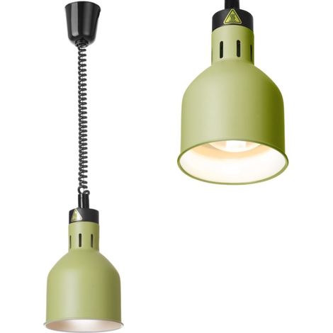 Lampe chauffe-plats cylindrique suspendue, diamètre 175 mm, 250 W - verte (1/5)