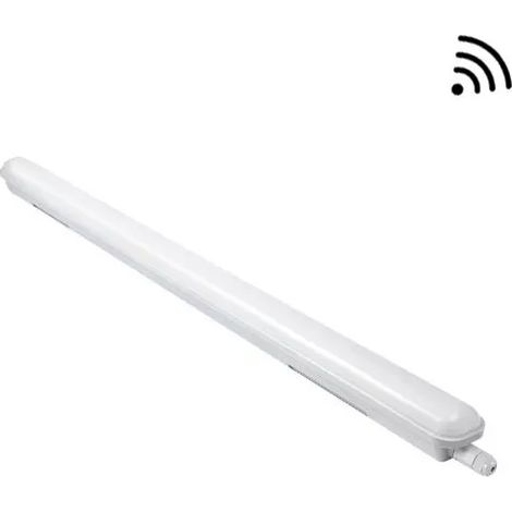 Aluson – Réglette LED étanche 150cm 55W IP65 – Détecteur haute-fréquence réglable – 5500 lm – Pour parkings et locaux techniques