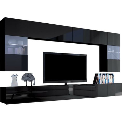 Conjunto de salón Remus I, Negro + Negro brillante