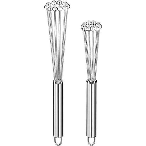 Set mit 2 Schneebesen, Kugelschneebesen aus Edelstahl zum Schlagen von Eiern, 33 und 38 cm, Küchenschneebesen zum Kochen, Mischen, Schlagen und Rühren