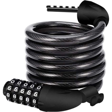 Antivol Velo,Cadenas de velos Long 120cm x 12mm,Câble Antivol pour Vélo Scooter Motos Portail Vélo avec 5 Chiffres Intelligente Code et Vélo Poussette,Verrouillage à Vélo Antivol (1/4)