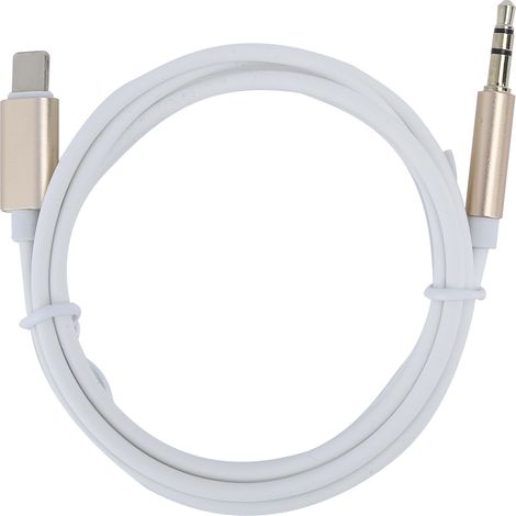 Câble Audio Véhicule Portable pour Connecteur IOS vers Prise AUX 3.5mm - Adaptateur pour iPhone 7/8/X - Doré et Blanc (Avec Emballage) (1/5)