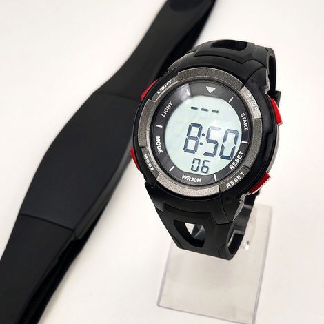Cette montre de sport numérique multifonctionnelle est dotée d'une ceinture pectorale de fréquence cardiaque sans fil, d'un chronomètre et d'un réveil, ce qui la rend idéale pour l'entraînement physiq (1/5)