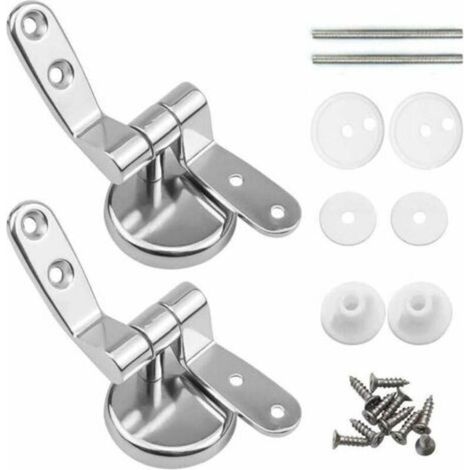 Lot de 2 Charnières de Rechange pour Abattant WC, Fixations en Alliage de Zinc, Attaches pour Lunette de Toilette (1/5)