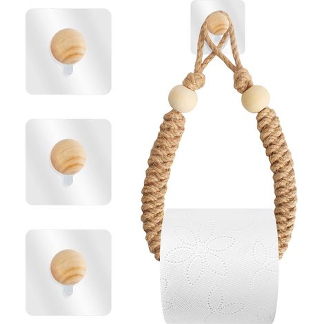 ZOLGINAH 4 PCS Porte Papier Toilette Corde, Porte Papier Toilette Porte Papier WC Corde Porte Serviette Corde Porte Papier Corde avec 3 Crochets pour Salle de Bain sans Perçage (54cm) (1/5)