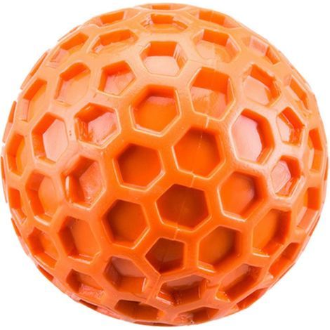 Balle en caoutchouc indestructible pour chien, jouet à mâcher interactif pour mâcheurs agressifs, balle au miel couineuse (orange) (1/5)