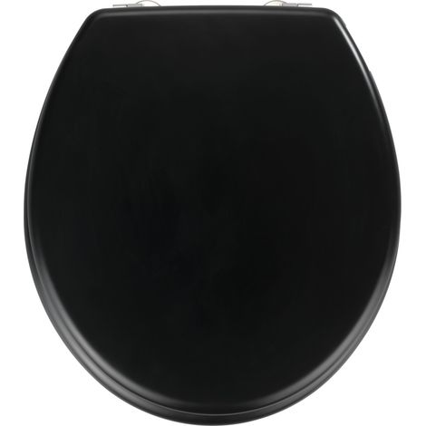 Wenko – Abattant WC noir mat MDF 37 x 41 cm – Design rétro – Fixation acier inoxydable – Résistant à l'humidité – Confort optimal
