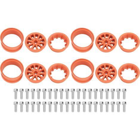 Jeu de 4 jantes en nylon de 5,6 cm pour voiture RC Axial SCX10, Wraith, RR10, échelle 1/10, couleur orange. (1/5)