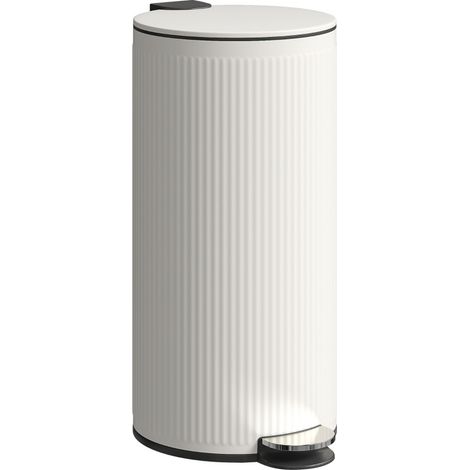 CHICFURN Cubo de basura con pedal 30 L 36 x 30 x 60,5 cm metal blanco crema cierre suave (1/5)