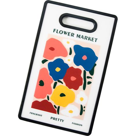 Multifunktionales Acryl-Schneidebrett – leicht zu reinigen für Obst, Babynahrung und zum Kochen – elegantes quadratisches Blumendesign (1/5)