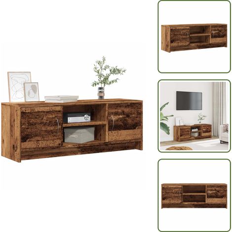 vidaXL Meuble TV vieux bois 102x30x37,5 cm bois d'ingénierie (1/5)