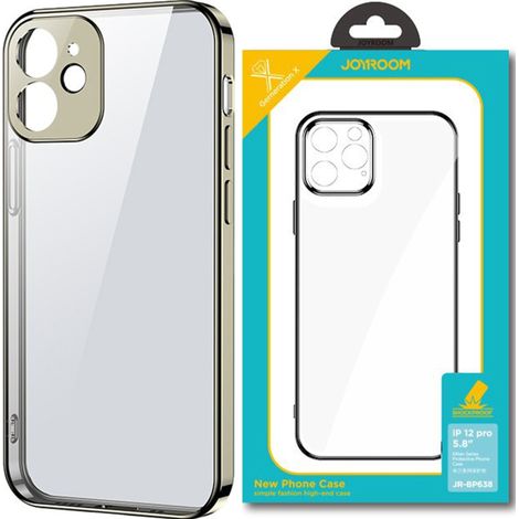 Ultradünne, transparente Hülle mit Metallrahmen für iPhone 12 Pro Max Gold (1/5)