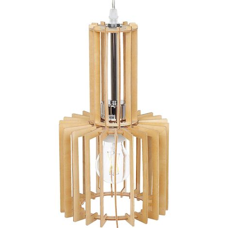 Lampadario da Soffitto stile Rustico Industrial Legno Chiaro Niari (1/5)