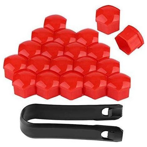 20pcs 17mm Car Wheel Nut Covers Car Exterior Hub Screw Caps Bolt Protection (Red) (1/5)