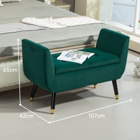 Banco arcón tapizado con reposabrazos, verde, 107 x 42 x 65 cm HAVRYA (1/5)