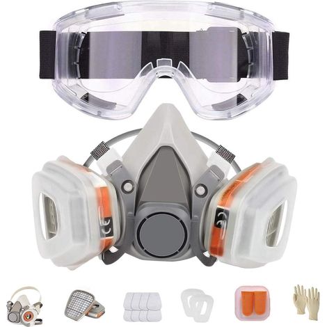 LAMANICE Halbgesichts-Atemschutzmaske 8 Filter Baumwolle Brillen Handschuhe (1/5)