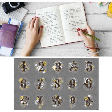[Stickers] [Stickers de Papeterie] [Stylé Laser Doré] [30 Adhésifs PET pour Journal Créatif, DIY et Décorations] (1/5)