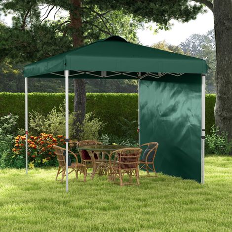 Faltbares Gartenzelt 2,5 x 2,5 m mit verstellbarer Höhe, UV-Schutz, einer Seitenwand und Sandsäcken (Grün)