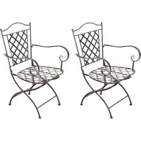Lot de 2 chaises de jardin Adara Fer galvanisé métal bronze 100002854 (1/4)