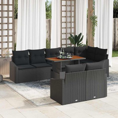Teenpull – Garten-Sofa-Set 9 Stk. Schwarz Poly Rattan (1/5)