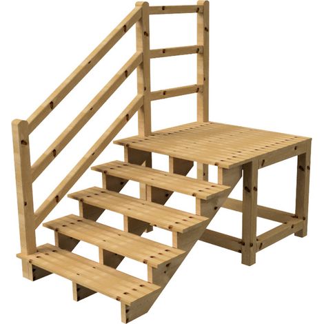 MILANO Außentreppe 5 Stufen H88 cm - Podest L116 x B120 cm - Treppengeländer links - Podestgeländer links