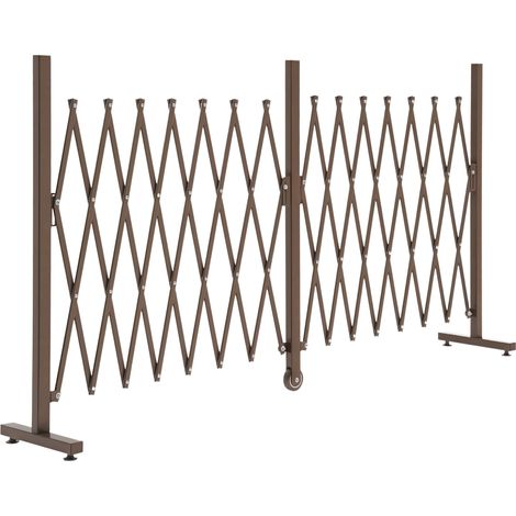 Barrière extensible accordéon aluminium largeur modulable 52 à 405 cm hauteur 103,5 cm délimitation jardin terrasse balcon, marron