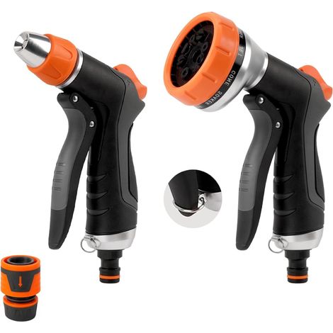 Pistola de riego JSSEVN-2Pcs: Pistola de alta presión con 10 modos y 2 modos de riego, pulverizador multifuncional para lavado de coches. (1/5)