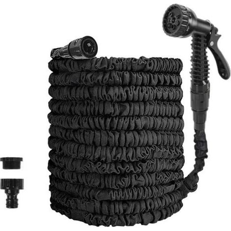 Tuyau De Lavage - Extensible Jusqu'à 60 M - Pour Nettoyage Auto Et Jardin - Noir - 200 Ft