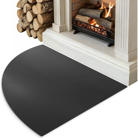 Plaque de Protection Sol Poel ¼ 100x100 cm - Facile à Nettoyer - en Acier Noir - Résistant à la Chaleur - Pare-étincelles - Finition Mate - Protection Contre Les Salissures (1/5)