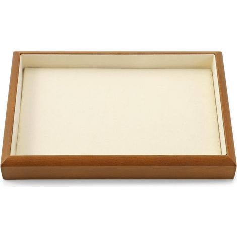Plateaux à Bijoux en Bois Massif,Empilables,Organiseur de Bijoux,Présentoirs Bijoux(Blanc Crème) (1/5)