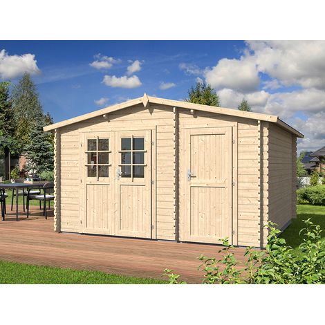 Abri de jardin en bois deux pans de 10,48m² avec 2 espaces (1/3)