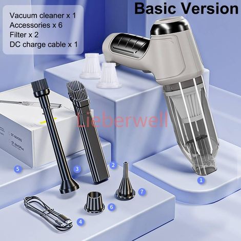 Aspirateur de voiture 95000pa aspirateur à forte aspiration pour voiture sans fil portable Machine de nettoyage sous vide automatique pour voiture,Basic 2Filte (1/4)