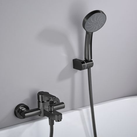 Imex - Grifo Monomando Ducha y Bañera Negro Serie Roma