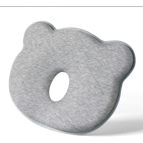 Cuscino per neonati in memory foam per sindrome della testa piatta, colore grigio, poggiatesta lavabile in lavatrice. (1/5)