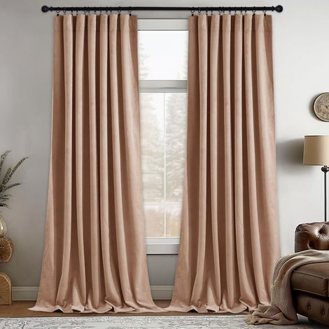 Lot de 2 Rideaux en Velours pour Porte coulissante - 274,3 cm de Long - pour Chambre d'enfant, Salle à Manger, Beige pâle, 132,1 x 274,3 cm (1/5)