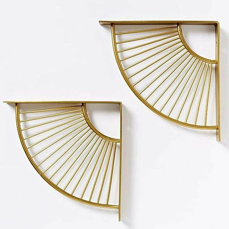 royaluxe -Lot de 2 Support D'étagère Triangle en Forme D'éventail Doré en Métal Flottant,Équerres Murales Équerre pour Étagère,Heavy Duty Étagère d'angle,pour Maison, Bureau, Restaurant,etc2020cm (1/5)