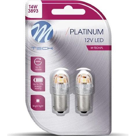 Ampoules Led X 2 - Ba9S T4W. 12-24V 5X2835Smd 1W. Blanc -Lb837W-02B Platinum-