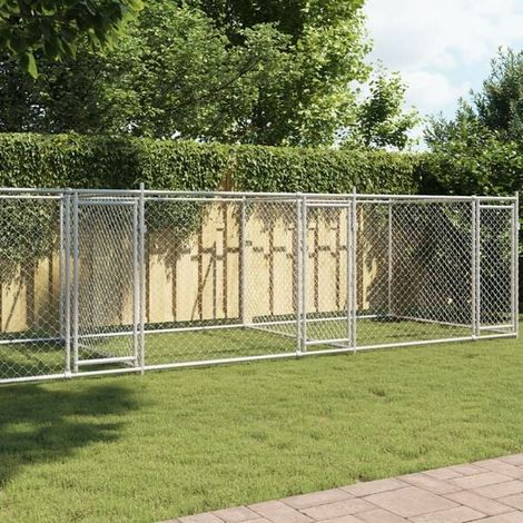 Cage pour chien avec porte, grise, 8x2x1,5 mètres, acier galvanisé. (1/4)