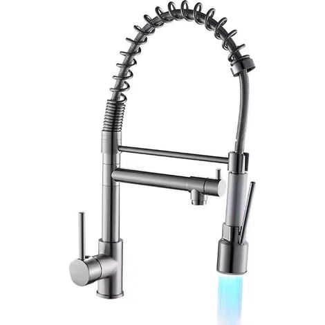 Küchenarmatur ausziehbarer Auslauf gebürstetes Chrom Cortina Industrial 50 cm (1/5)