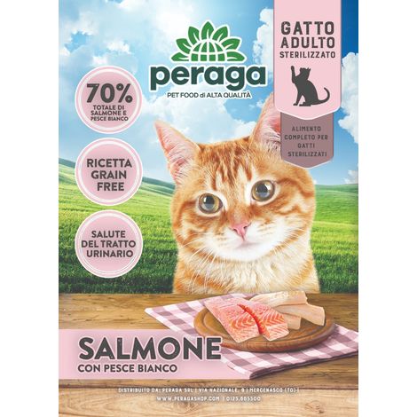 CROCCHETTE PERAGA PER GATTO ADULTO STERILIZZATO 1,5KG SALMONE CON PESCE BIANCO CROCCHETTE GATTI