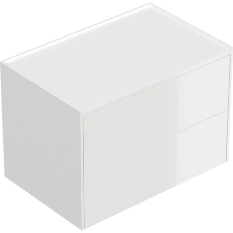 Design Nachttisch Kommode Somnia XL 70cm, 2 Pushauszüge lackiert Weiß Hgl (1/5)