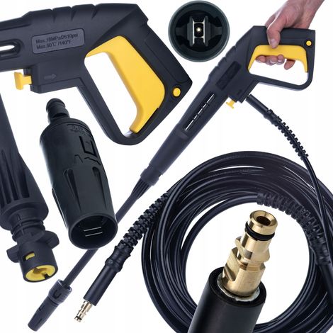 Pistola e Tubo Alta Pressione di Ricambio compatibile con Idropulitrice Kärcher K2–K7 – 10m, Click Connect, Lancia Vario