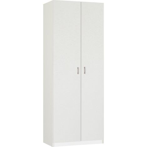 Pegane – Armoire penderie blanche 180x80x35 cm – 2 étagères réglables – Panneaux de particules haute densité – Fabrication espagnole certifiée PEFC (1/3)