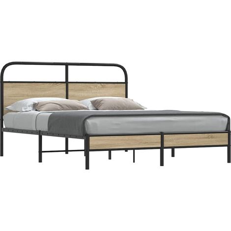 Cadre de lit sans matelas-Structure de lit 150x200 cm chêne fumé bois ingénierie 880675 (1/5)