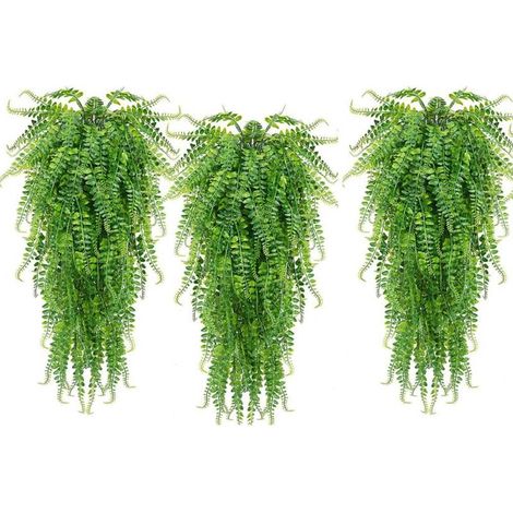 Fougère artificielle suspendue Irovami, vigne de fougère de Boston, verte, lot de 3 (1/5)